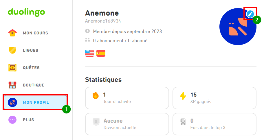 Comment supprimer un compte Duolingo - Rendez-vous sur mon profil