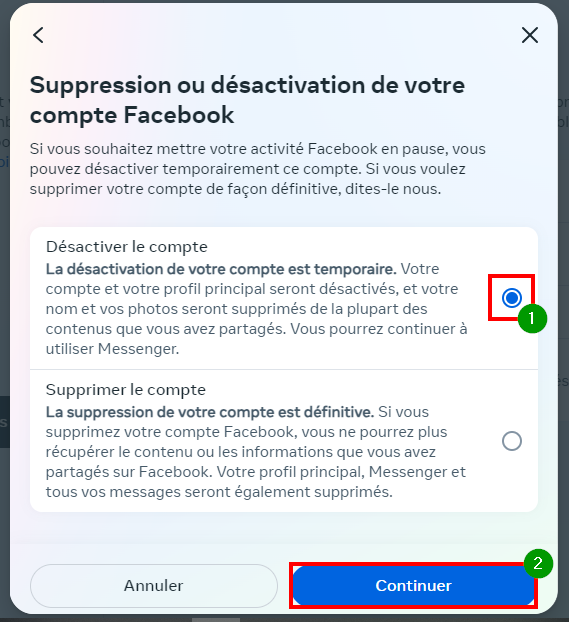 Supprimer Facebook garder Messenger - Désactiver son compte