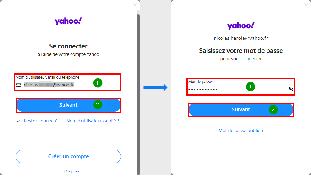 Outlook connecter compte mail - Connexion Yahoo