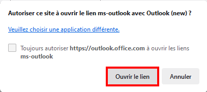 Outlook connecter compte mail - Ouvrir le lien