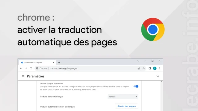 Activer traduction automatique de page sur Google Chrome