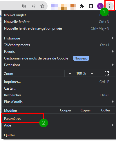 Traduction page chrome - Accéder aux paramètres de Google Chrome