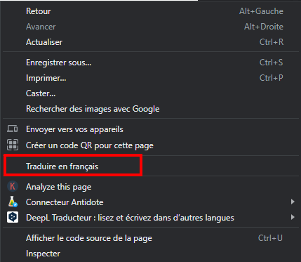 Traduction page chrome - Traduire la page en français avec Google Traduction