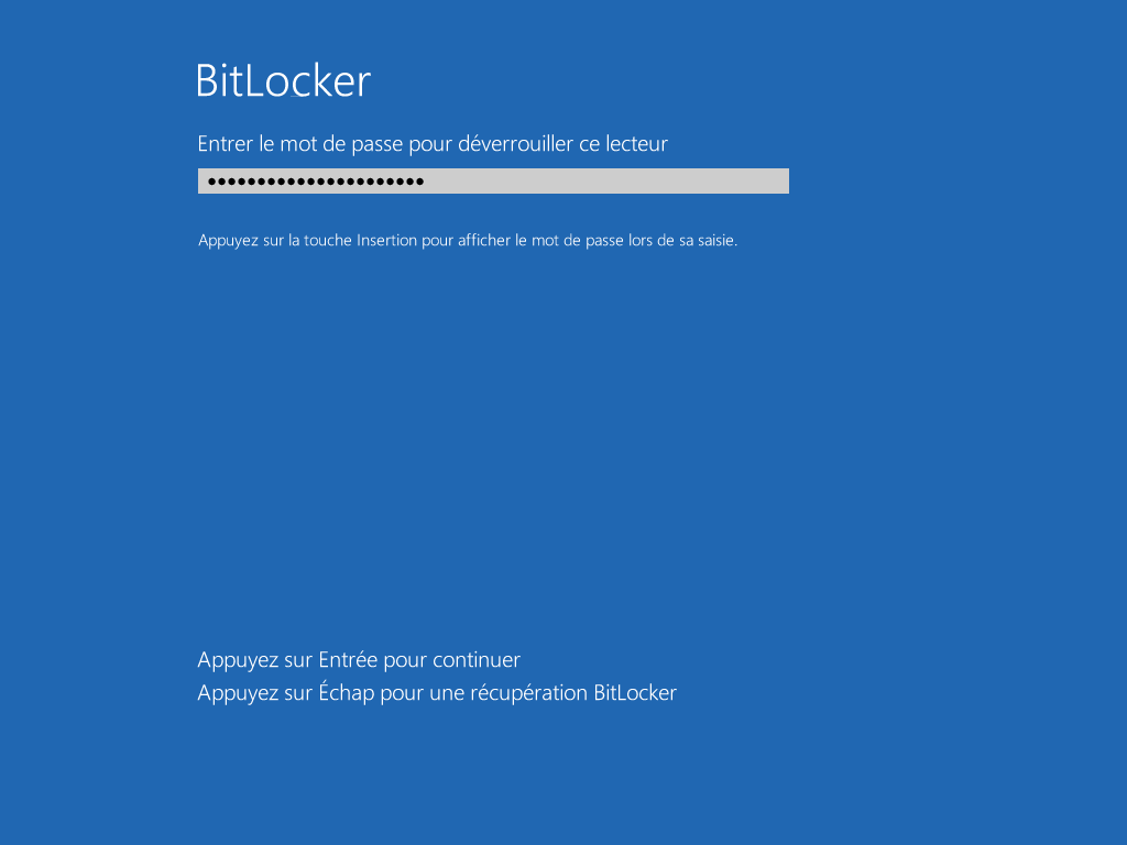 BitLocker oubli mot de passe ou PIN