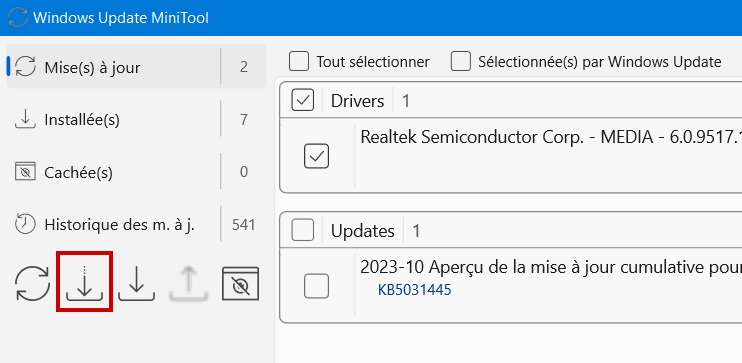Windows Update MiniTool - Télécharger mise à jour