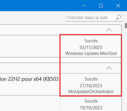 Windows Update MiniTool - Origine de l'installation de la mise à jour