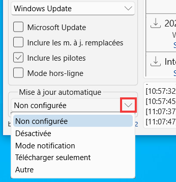 Windows Update MiniTool - Options pour la mise à jour automatique