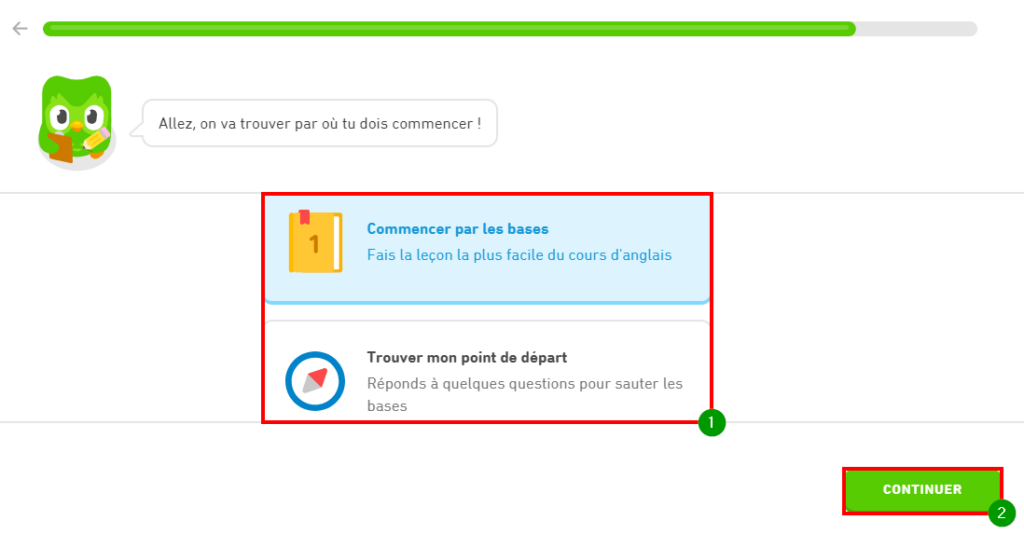 Comment supprimer un compte Duolingo - Déterminer son niveau avec un test rapide