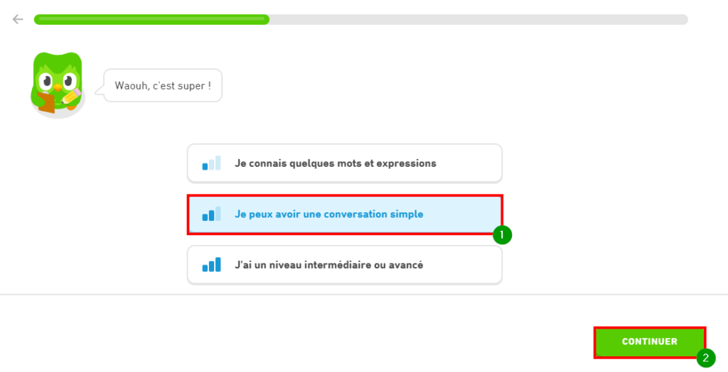Comment supprimer un compte Duolingo - Évaluer son niveau dans la langue