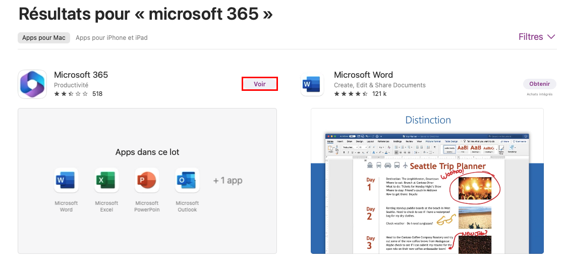 Microsoft 365 sur l'App Store sur Mac d'Apple