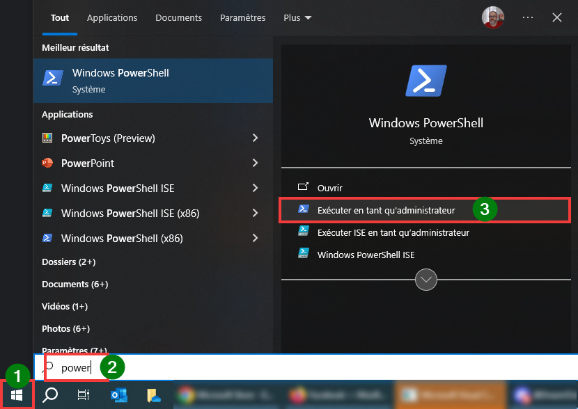Installer Paint 11 sur Windows 10 Ouvrir PowerShell en tant qu'administrateur