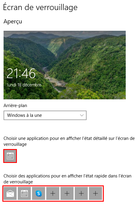 windows à la une choix apps écran verrouillage windows 10