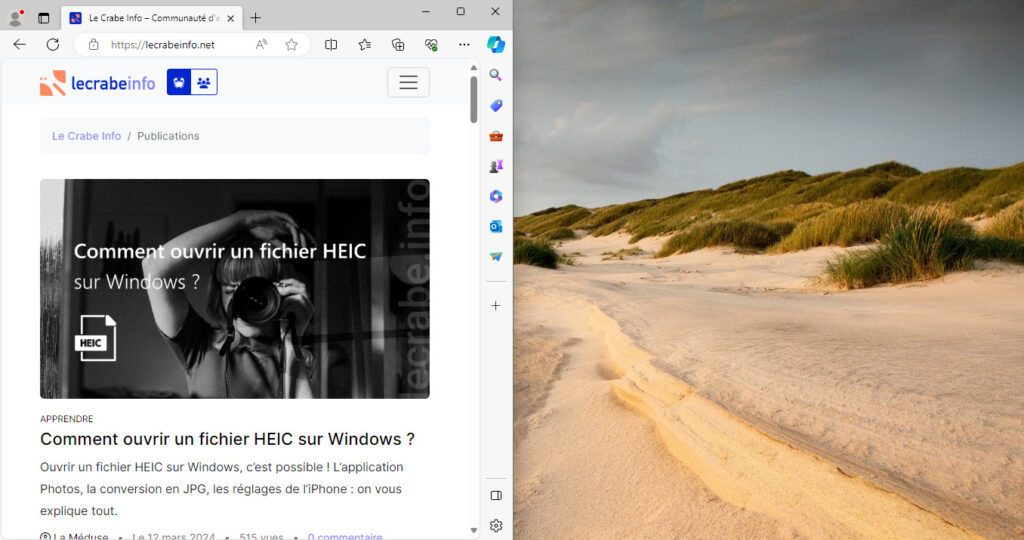 Créer un raccourci vers un site Internet sur le Bureau de Windows - Afficher deux écrans sur le Bureau