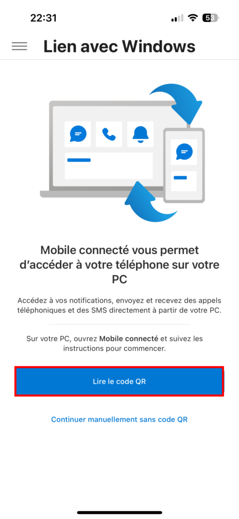 préparer utiliser iMessage Windows 11 jumeler iPhone