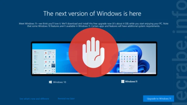 Windows 10, bloquer la mise à niveau vers Windows 11