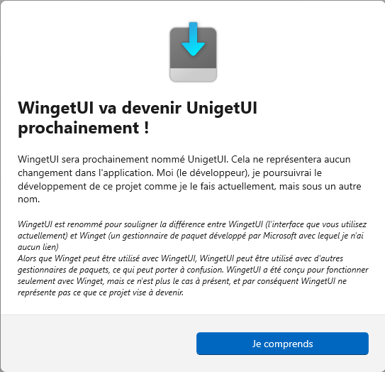 Message de Marti Climent au sujet du changement de nom de WingetUI en UnigetUI.