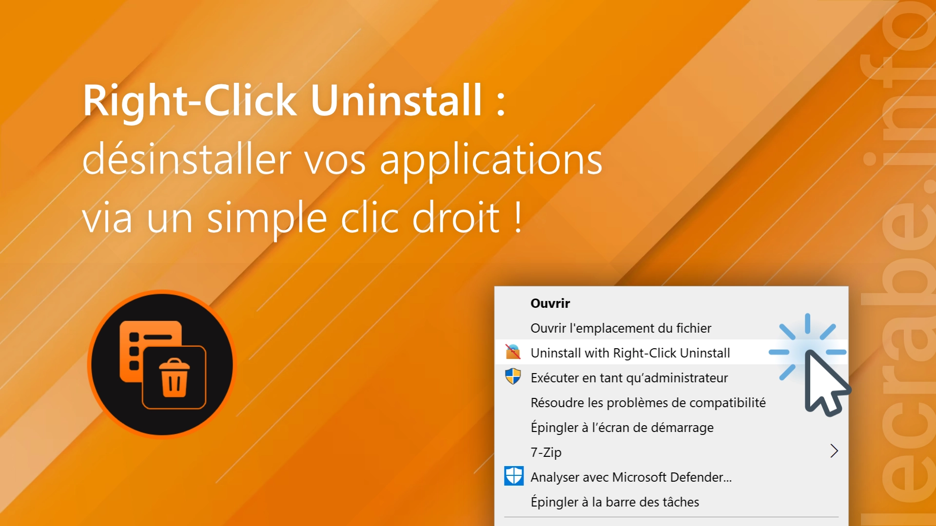 Right Click Unistall pour désinstaller en un clic des applications et logiciels