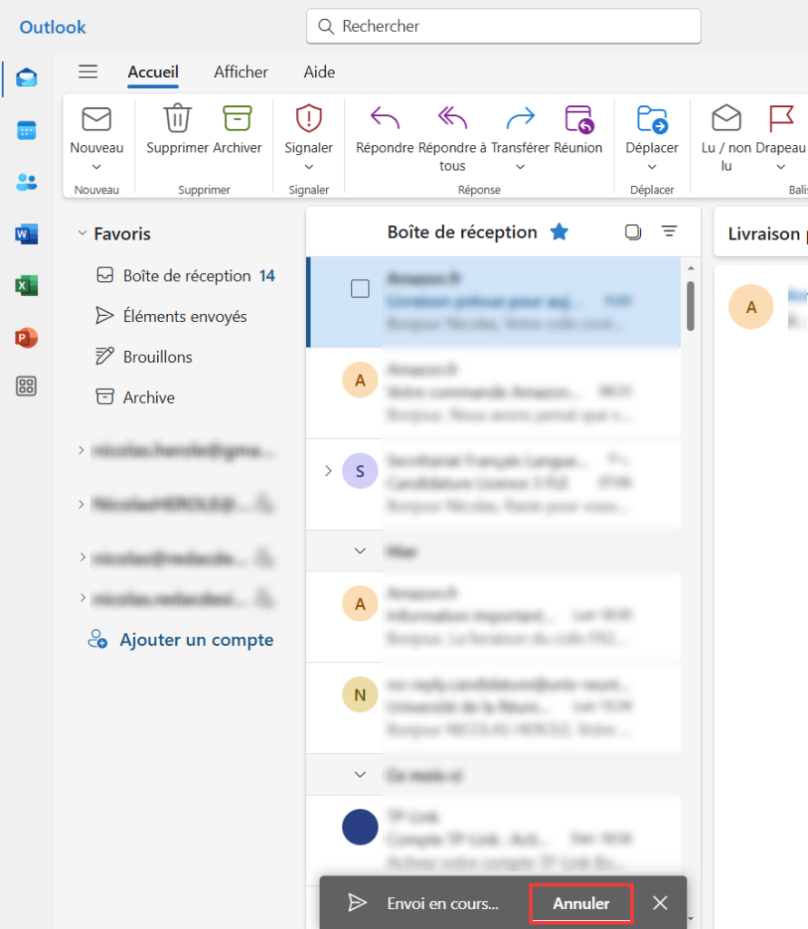 Outlook comment annuler l’envoi d’un email ? Le Crabe Info