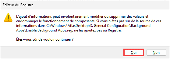 Activer options AtlasOS 06 Confirmer Enable Background Apps
