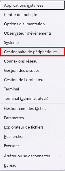 Ouvrir le gestionnaire de périphériques