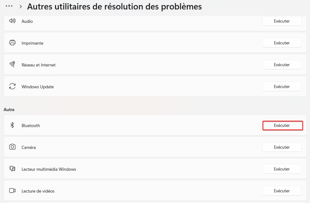 le bluetooth a disparu ou ne fonctionne plus - exécuter
