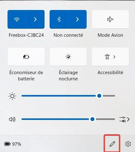 le bluetooth a disparu ou ne fonctionne plus - modifier les paramètres rapides