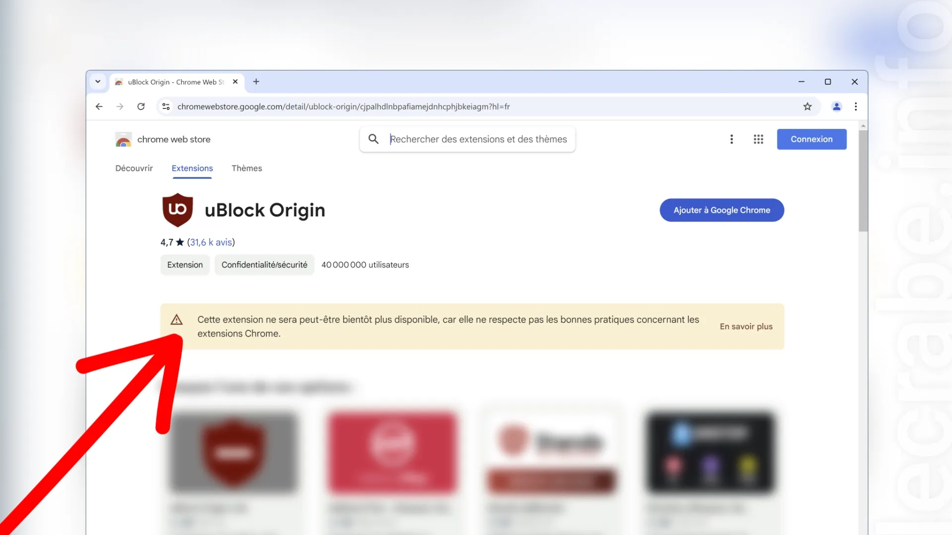 Fin de uBlock Origin sur Chrome