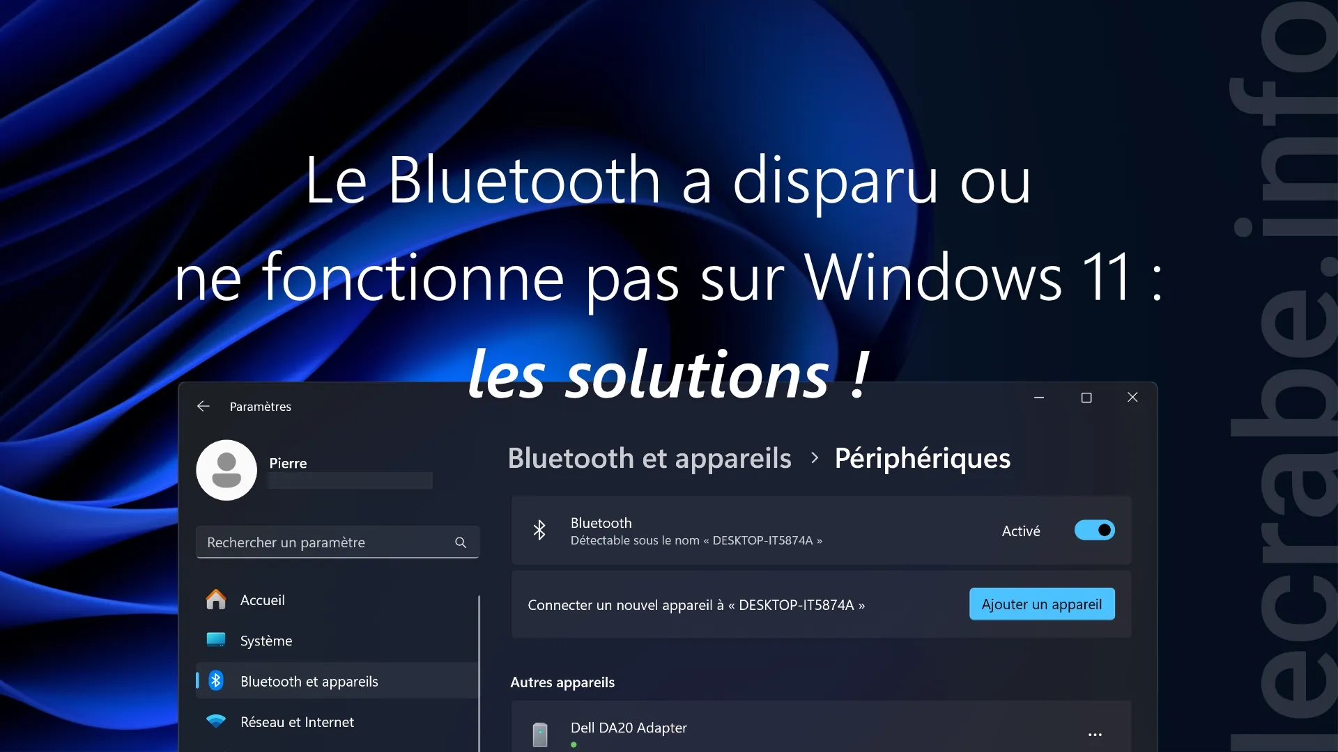 Bluetooth disparaît sur Windows, comment le réparer