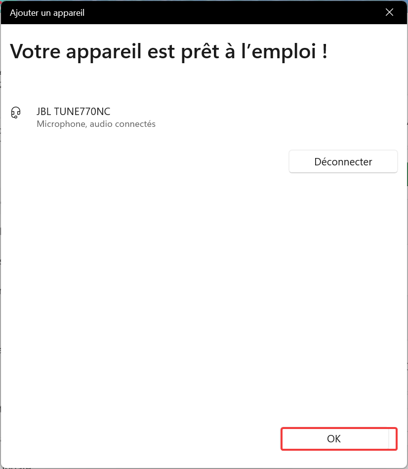 Appairage du micro effectué