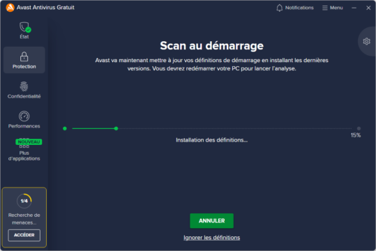 Avast Antivirus : comment exécuter un scan avant le démarrage de