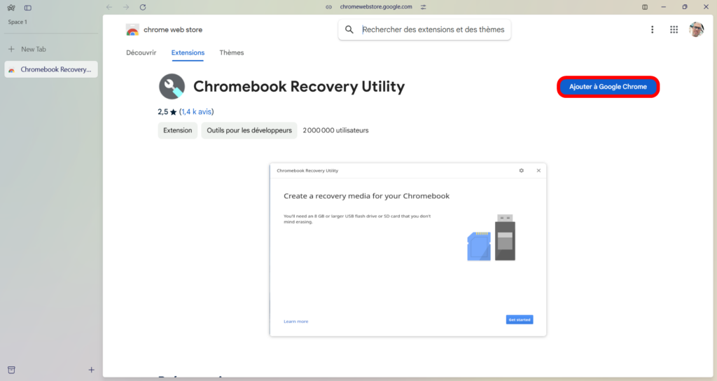 Cliquer sur Ajouter à Google Chrome dans Arc Browser.