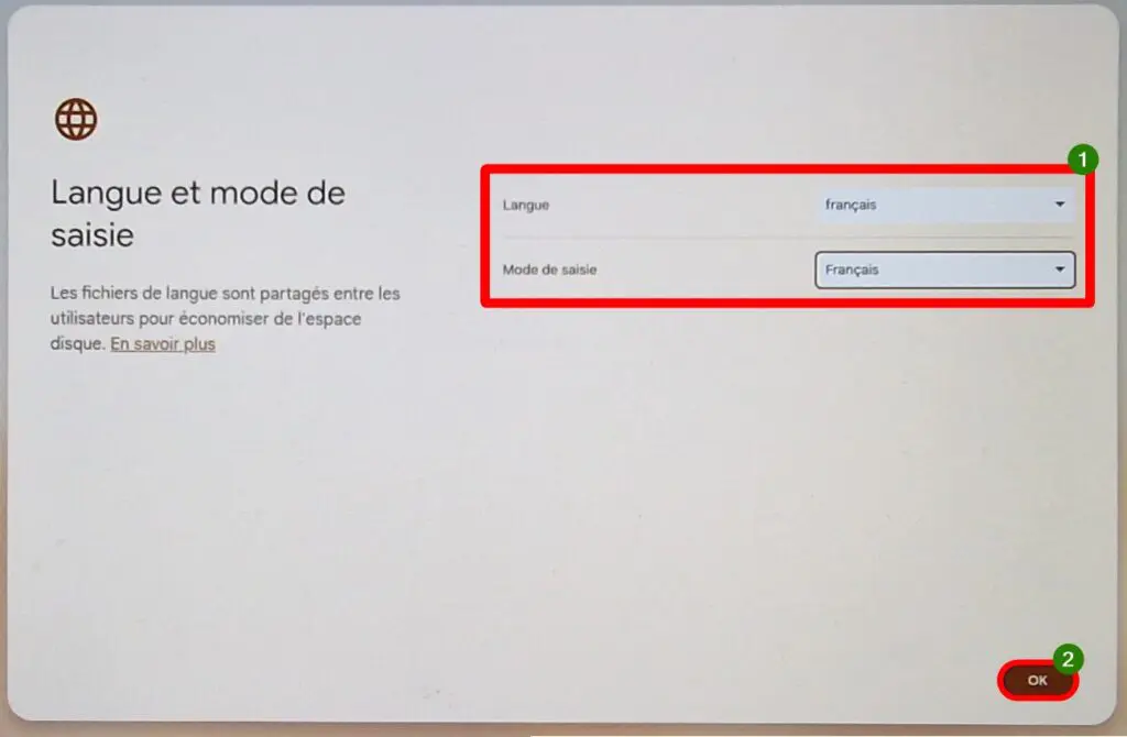 ChromeOS, changer langues