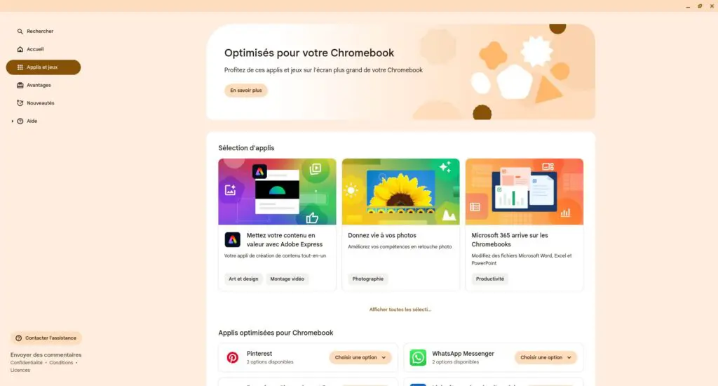Applications pour ChromeOS Flex.
