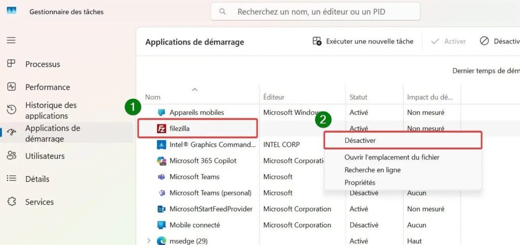 lancer un programme au démarrage de Windows 11_désactiver