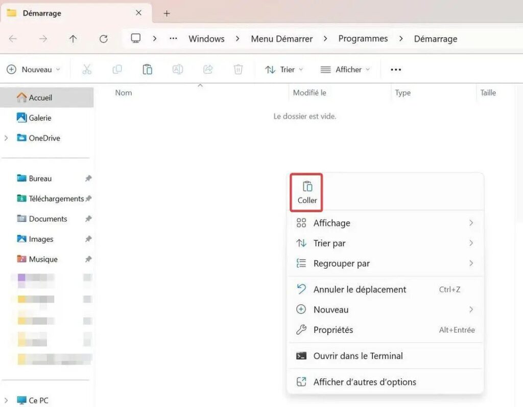 lancer un programme au démarrage de Windows 11_coller