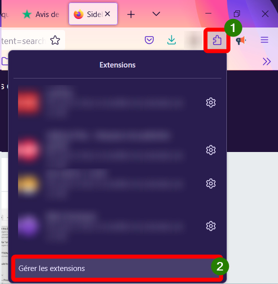 Gérer les extensions de Firefox